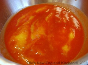 Mango puree mixed with Franks Hot Sauce
